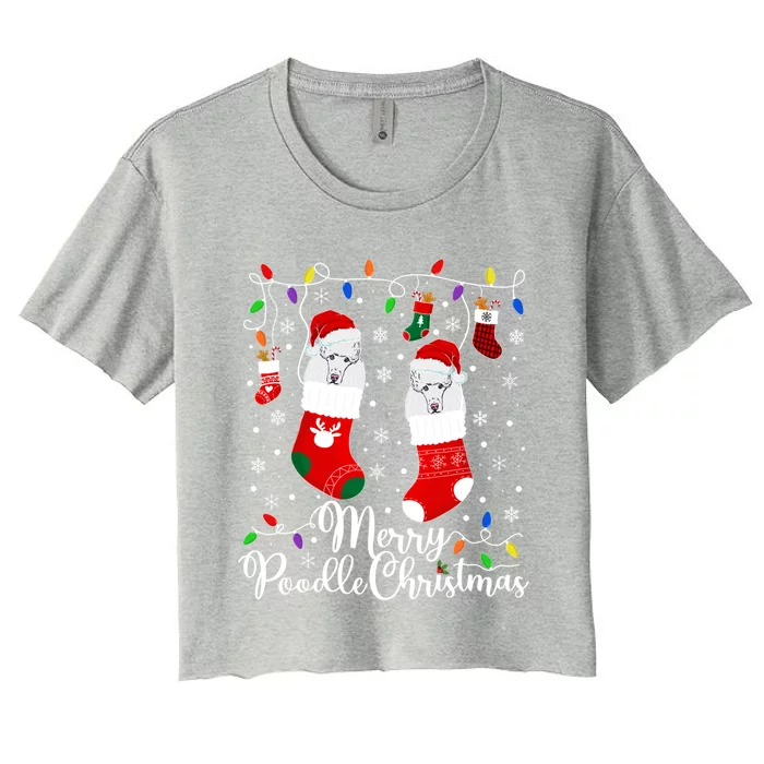 Merry Poodle Christmas Poodle Xmas Party Poodle Cool Gift Women's Crop Top Tee