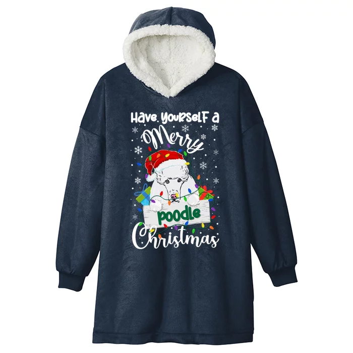 Merry Poodle Christmas Poodle Xmas Party Poodle Gift Hooded Wearable Blanket