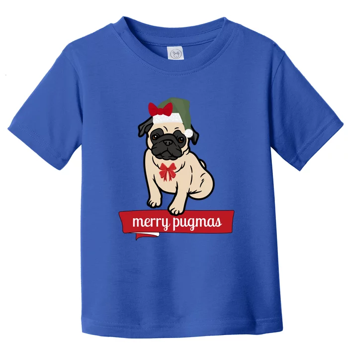 Merry Pugmas Christmas Funny Dog Santa Pug Santa Hat Toddler T-Shirt