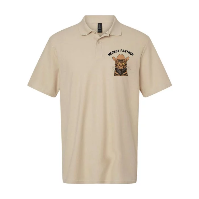 Meowdy Partner Cat Funny Cow Western Premium Softstyle Adult Sport Polo