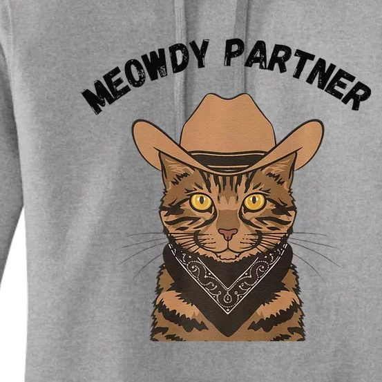 Meowdy Partner Cat Funny Cow Western Premium Women's Pullover Hoodie