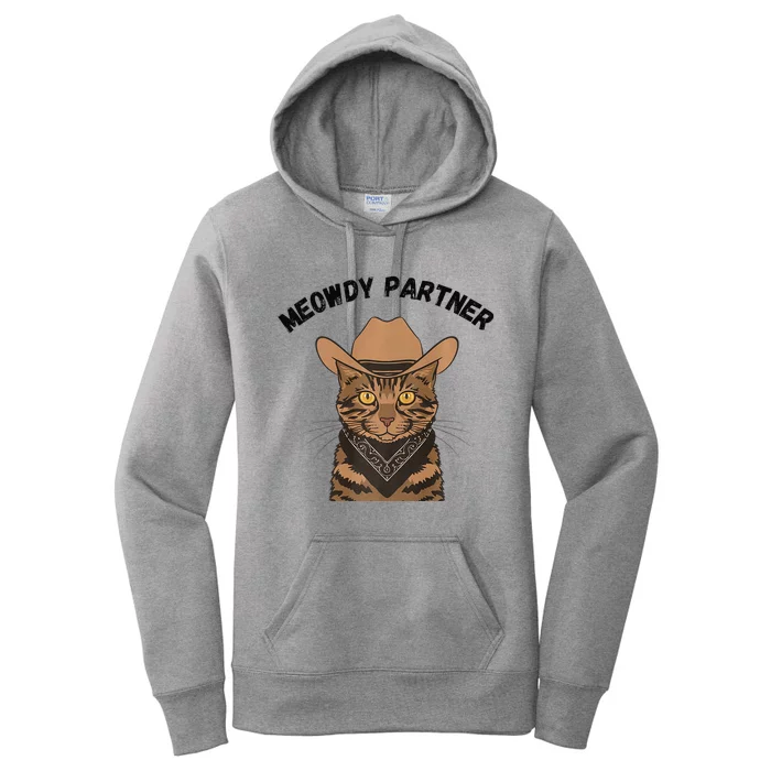 Meowdy Partner Cat Funny Cow Western Premium Women's Pullover Hoodie