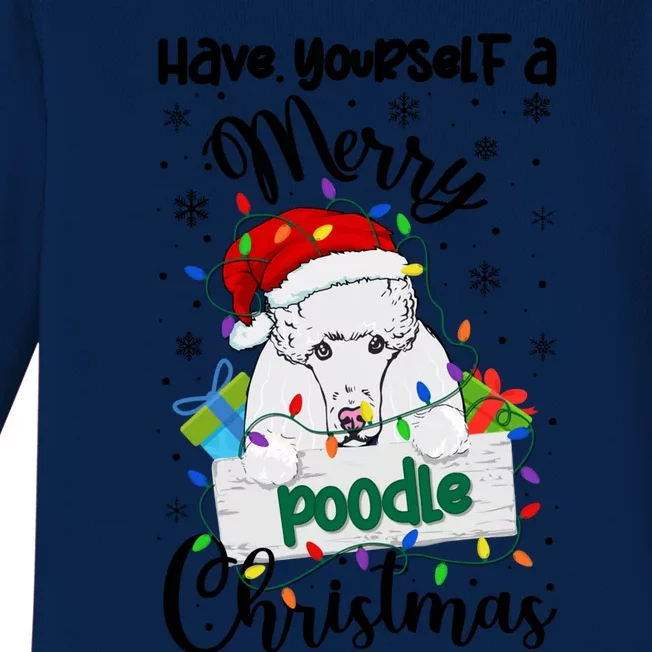 Merry Poodle Christmas Poodle Xmas Party Poodle Gift Baby Long Sleeve Bodysuit