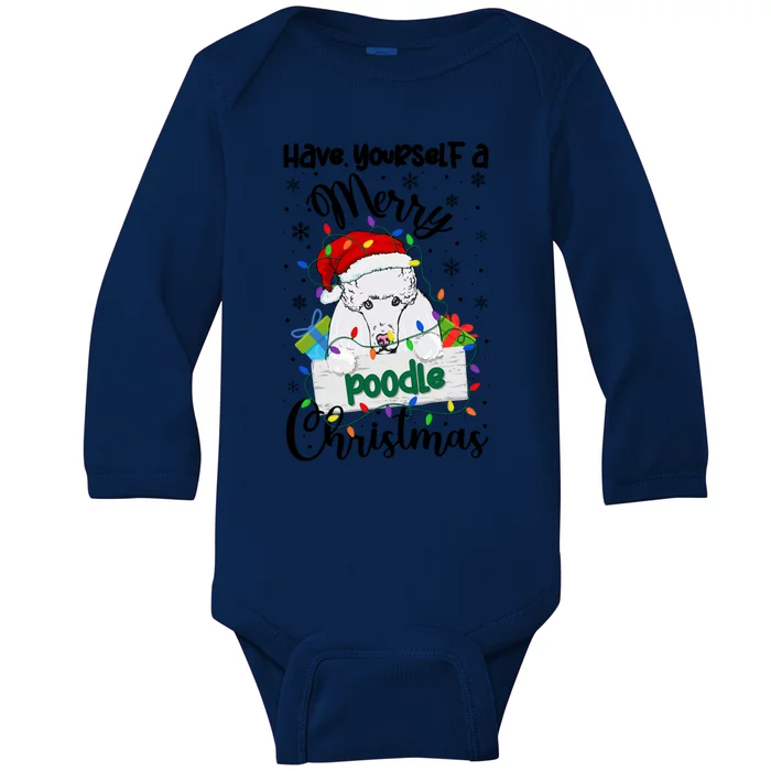 Merry Poodle Christmas Poodle Xmas Party Poodle Gift Baby Long Sleeve Bodysuit