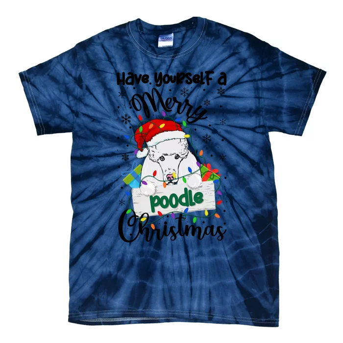 Merry Poodle Christmas Poodle Xmas Party Poodle Gift Tie-Dye T-Shirt