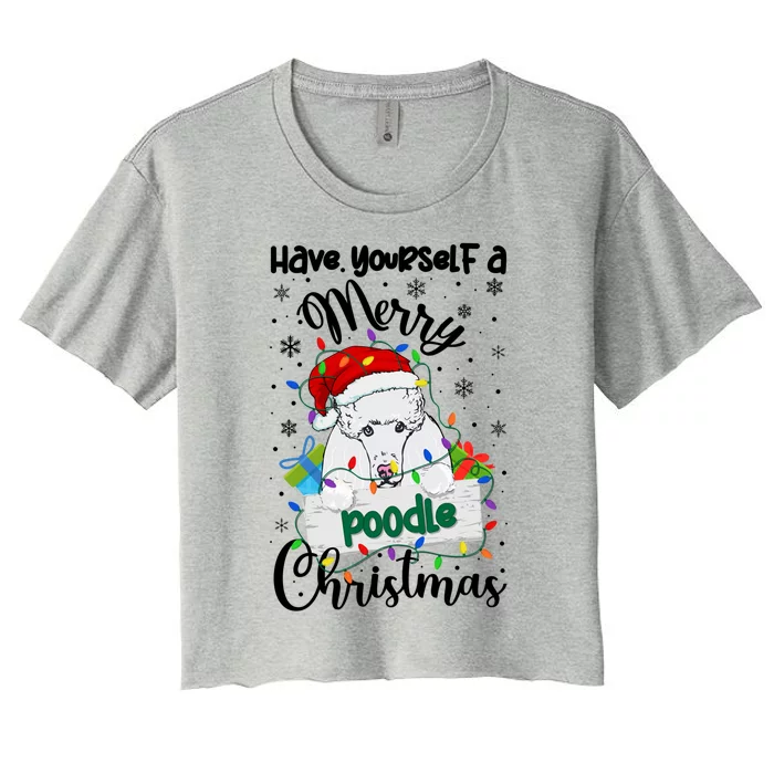 Merry Poodle Christmas Poodle Xmas Party Poodle Gift Women's Crop Top Tee