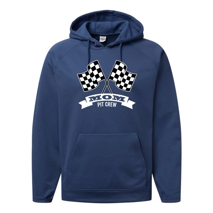 Mom Pit Crew For Race Car Party Gift Dark Cool Gift Performance Fleece Hoodie