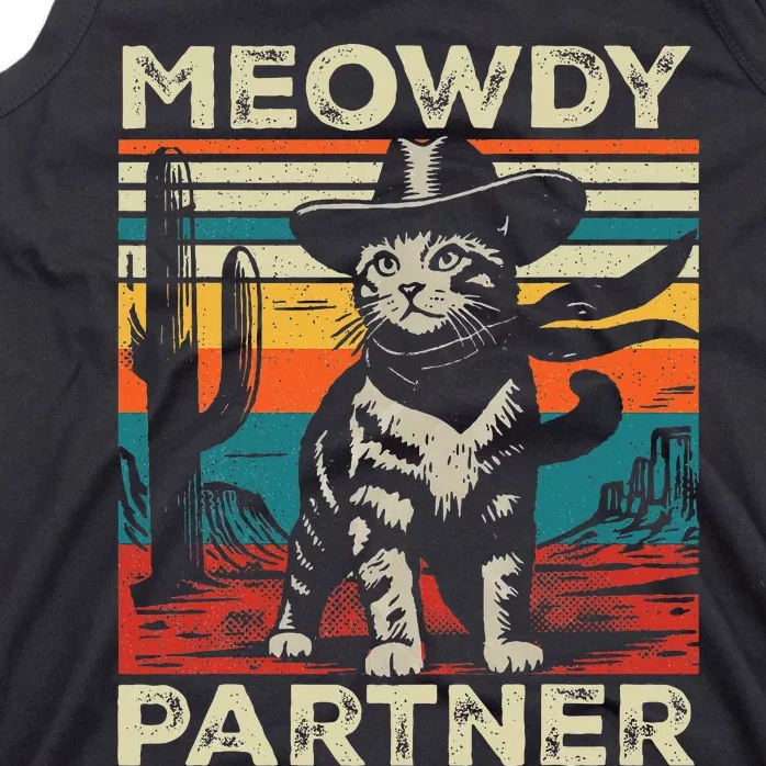 Meowdy Partner Cat Cowboy Hat Howdy Funny Country Western Tank Top