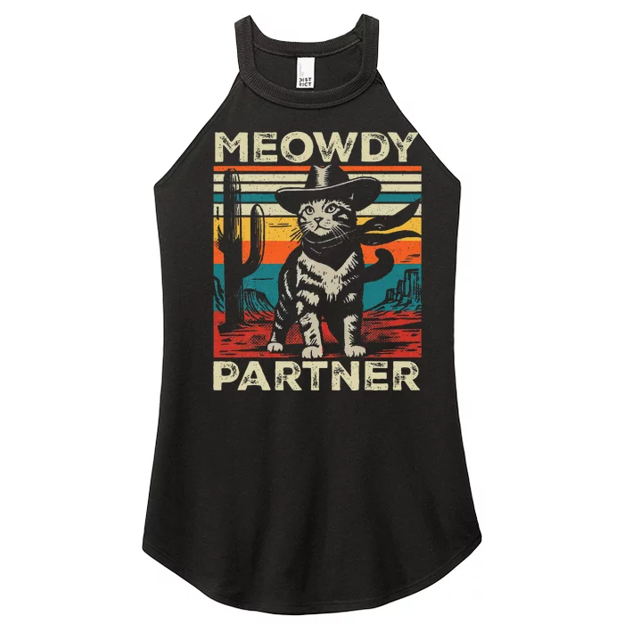 Meowdy Partner Cat Cowboy Hat Howdy Funny Country Western Women’s Perfect Tri Rocker Tank