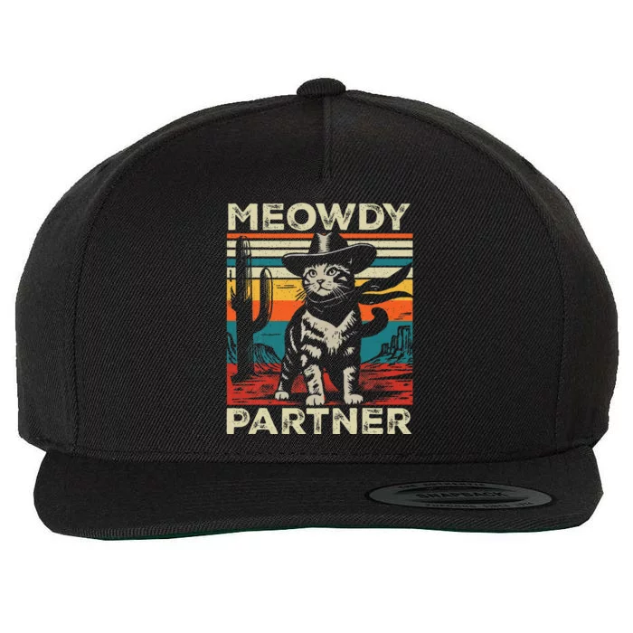 Meowdy Partner Cat Cowboy Hat Howdy Funny Country Western Wool Snapback Cap