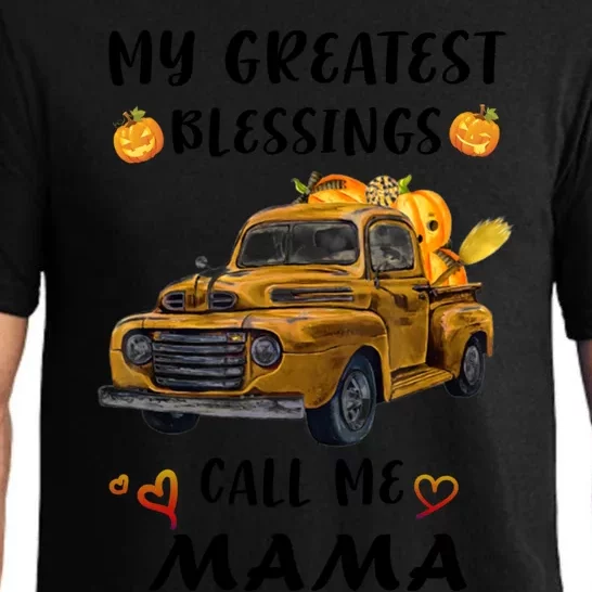 Mom Pumpkin Car My Greatest Blessings Call Me Mama Gift Pajama Set