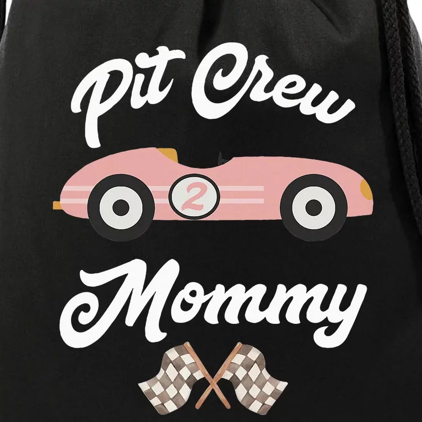 Mommy Pit Crew Race Car Birthday Girl Party Racing Drawstring Bag