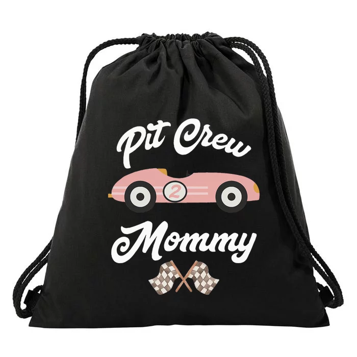 Mommy Pit Crew Race Car Birthday Girl Party Racing Drawstring Bag