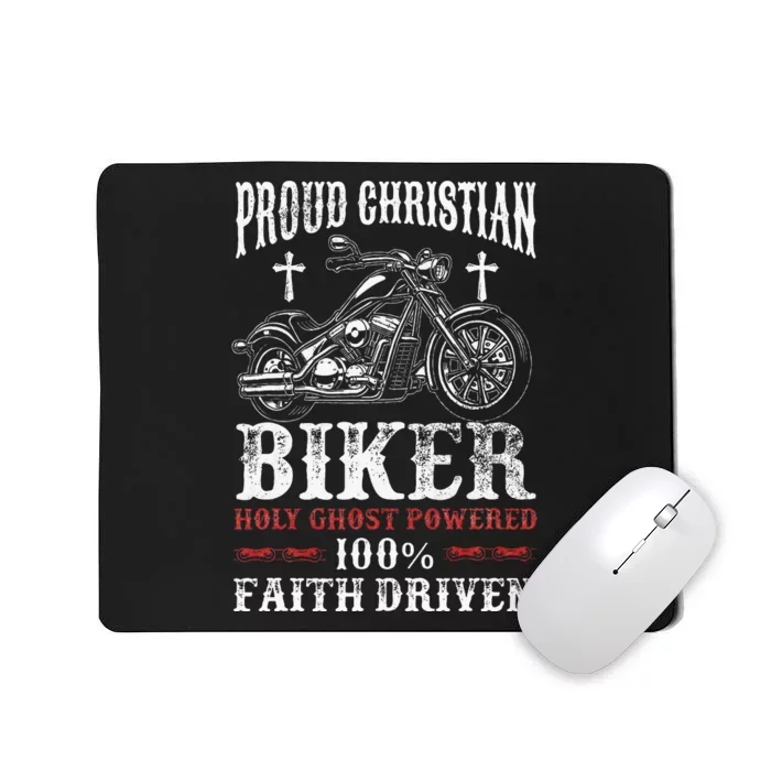 Motorcycle Proud Christian Biker Faith Driven Mousepad