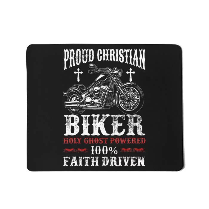 Motorcycle Proud Christian Biker Faith Driven Mousepad