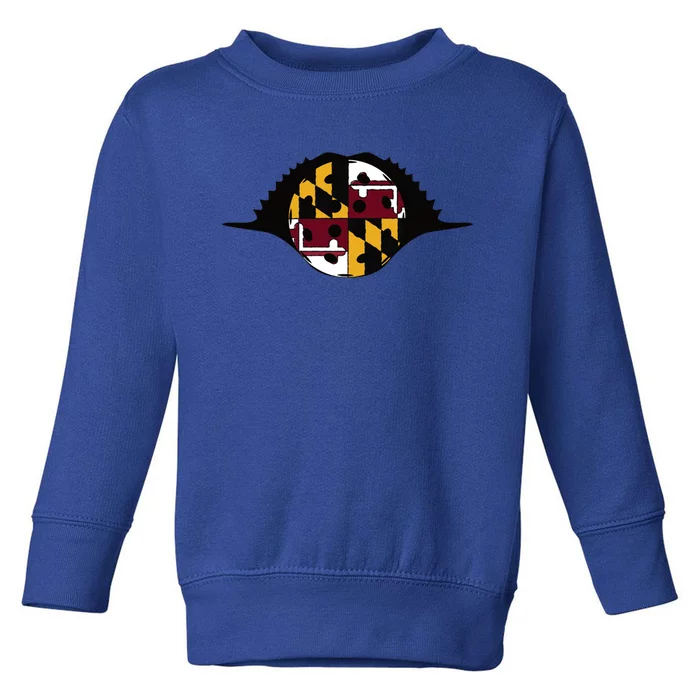 Maryland Pickleball Crab Flag Icon Gift Toddler Sweatshirt