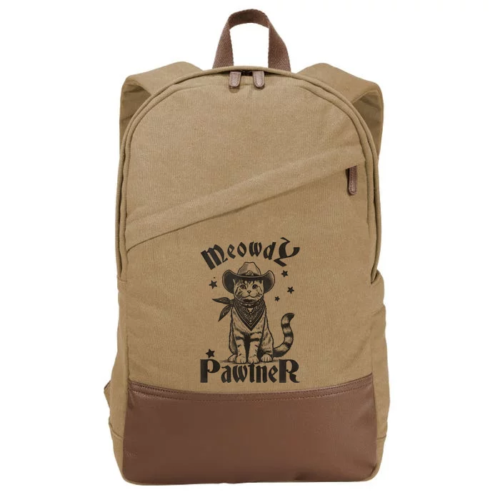 Meowdy Pawtner Country Gothic Aunty Cat Cotton Canvas Backpack