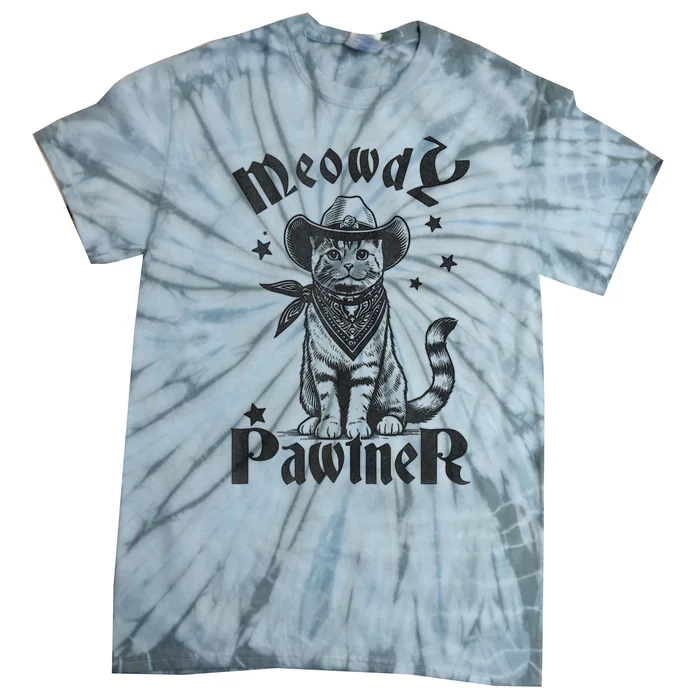 Meowdy Pawtner Country Gothic Aunty Cat Tie-Dye T-Shirt