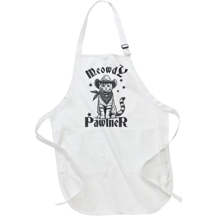 Meowdy Pawtner Country Gothic Aunty Cat Full-Length Apron With Pocket