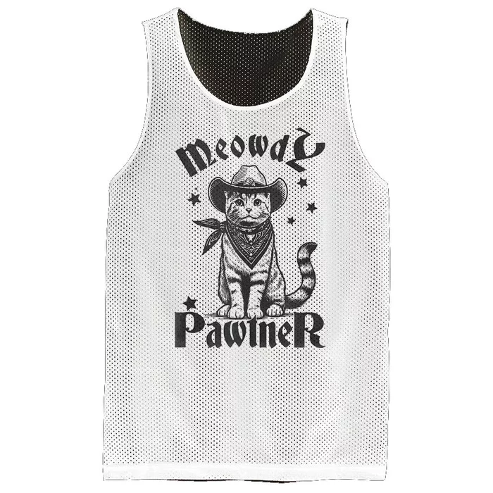 Meowdy Pawtner Country Gothic Aunty Cat Mesh Reversible Basketball Jersey Tank