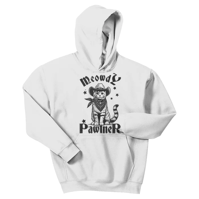 Meowdy Pawtner Country Gothic Aunty Cat Kids Hoodie