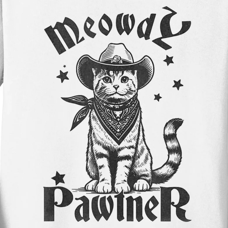 Meowdy Pawtner Country Gothic Aunty Cat Kids Long Sleeve Shirt