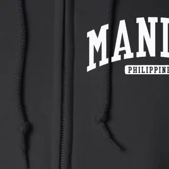 Manila Philippines College University Style Full Zip Hoodie