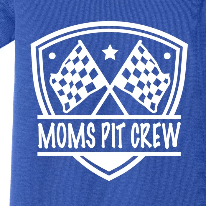 Moms Pit Crew Race Finish Flag Shield Racing Track Meaningful Gift Baby Bodysuit