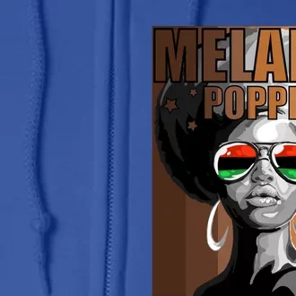 Melanin Poppin Cool Gift Great Gift Full Zip Hoodie