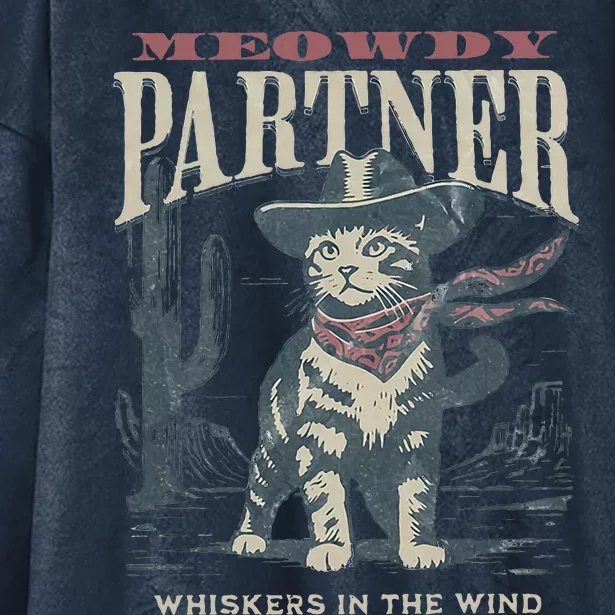 Meowdy Partner Cowboy Cat Country Western Hooded Wearable Blanket