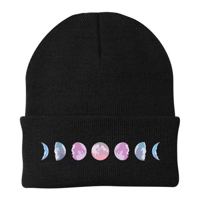 Moon Phases Colorful Moon Phases Knit Cap Winter Beanie