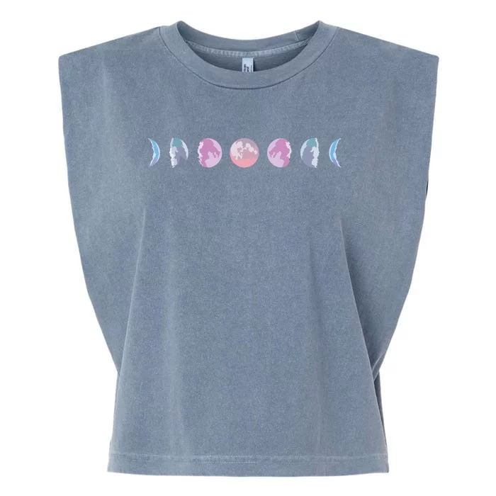 Moon Phases Colorful Moon Phases Garment-Dyed Women's Muscle Tee