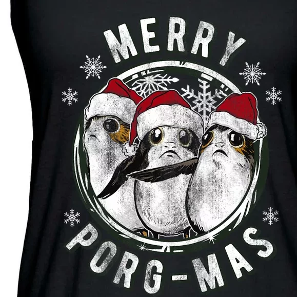 Merry Porgmas Christmas Holiday Ladies Essential Flowy Tank