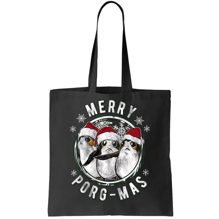 Merry Porgmas Christmas Holiday Tote Bag