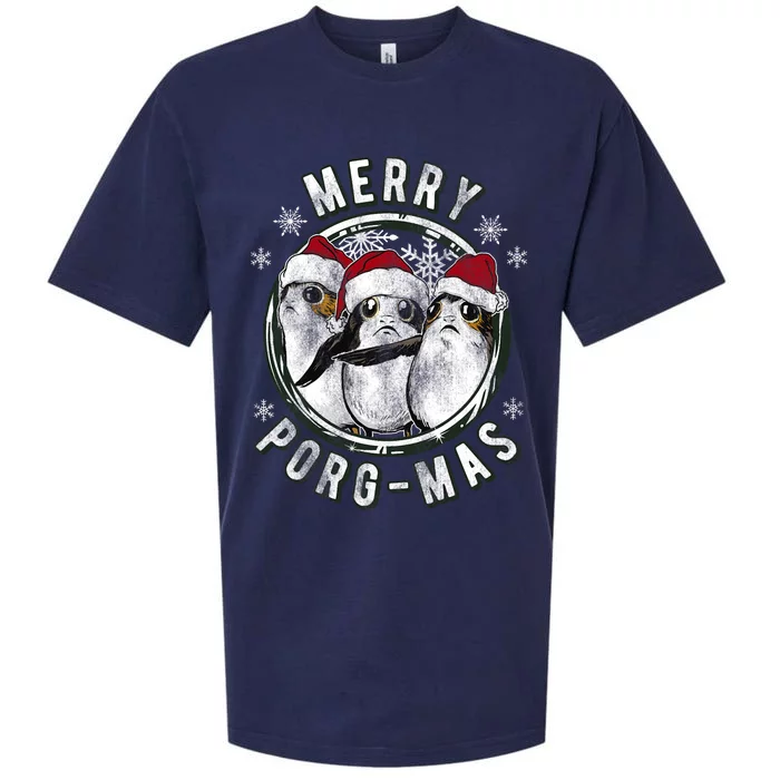 Merry Porgmas Christmas Holiday Sueded Cloud Jersey T-Shirt