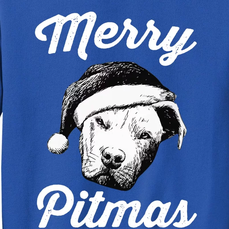 Merry Pitmas Christmas Pitbull Dog Owner Gifts Tall Sweatshirt