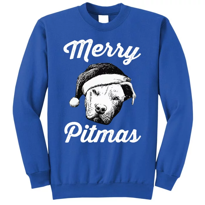 Merry Pitmas Christmas Pitbull Dog Owner Gifts Tall Sweatshirt