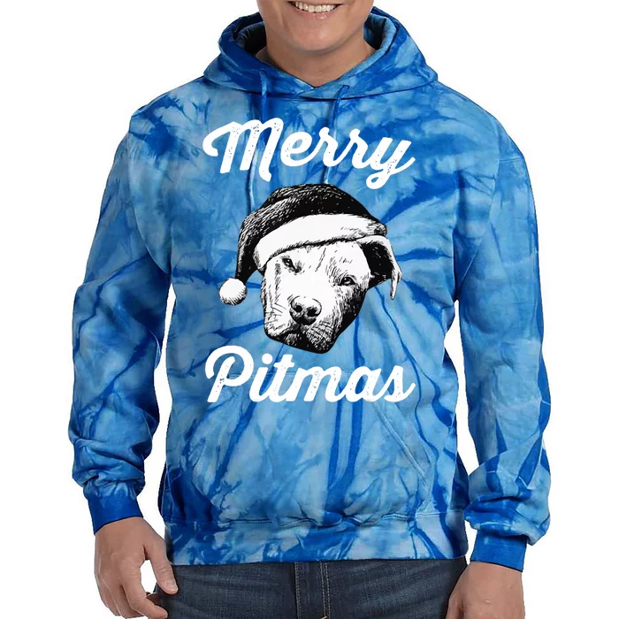 Merry Pitmas Christmas Pitbull Dog Owner Gifts Tie Dye Hoodie