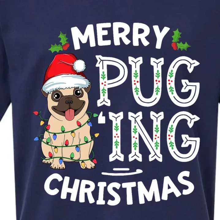 Merry Pugging Christmas Dog Santa Pug Xmas Pugmas Sueded Cloud Jersey T-Shirt