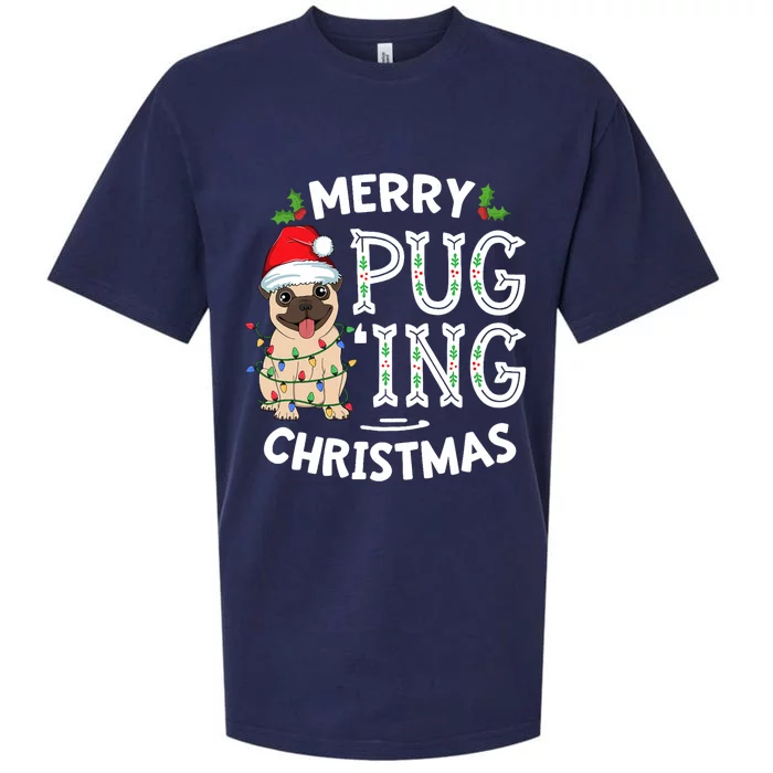 Merry Pugging Christmas Dog Santa Pug Xmas Pugmas Sueded Cloud Jersey T-Shirt