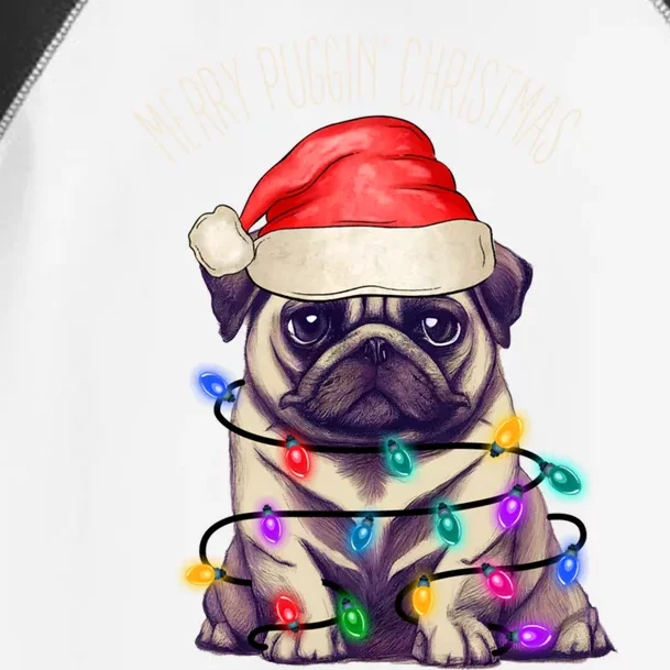 Merry Puggin Christmas Cute Pug In Santa Hat And Xmas Lights Gift Toddler Fine Jersey T-Shirt