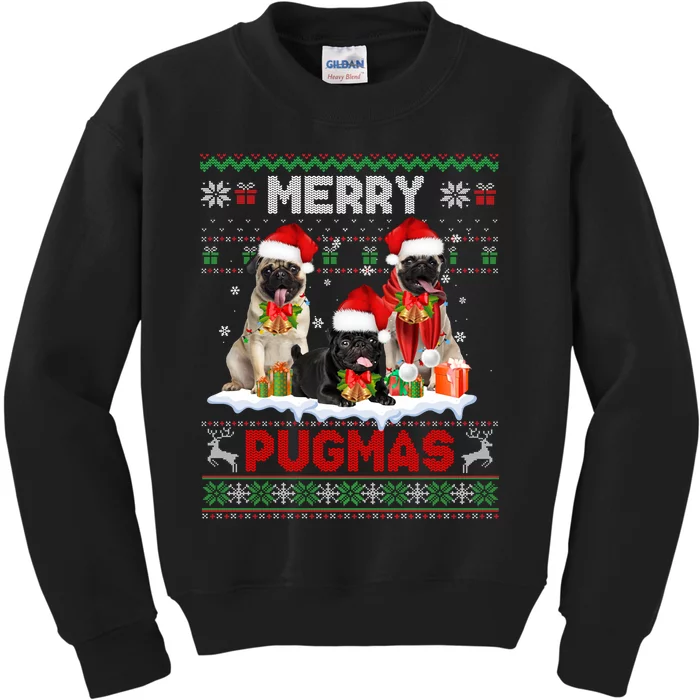 Merry Pugmas Christmas Ugly Sweater Pug Lover Family Pajama Kids Sweatshirt