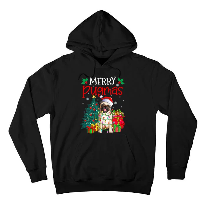 Merry Pugmas Christmas Funny Dog Santa Pug Santa Hat Tall Hoodie