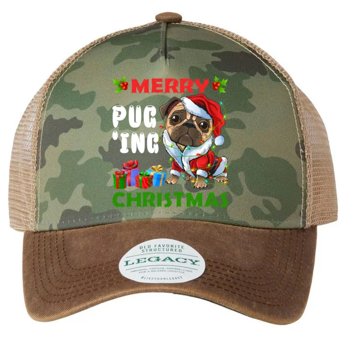 Merry PugIng Christmas Santa Pug Dog Christmas Tree Lights Great Gift Legacy Tie Dye Trucker Hat