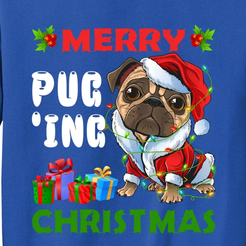 Merry PugIng Christmas Santa Pug Dog Christmas Tree Lights Great Gift Tall Sweatshirt