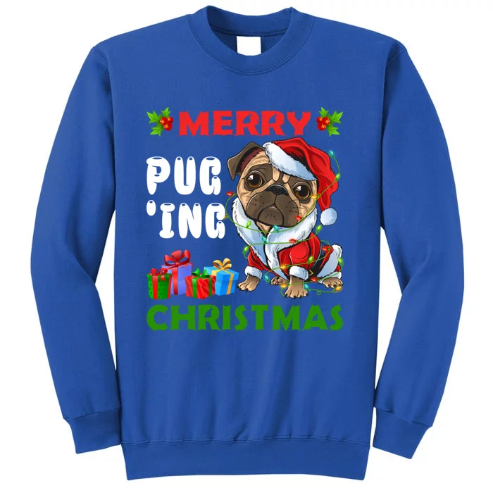 Merry PugIng Christmas Santa Pug Dog Christmas Tree Lights Great Gift Tall Sweatshirt