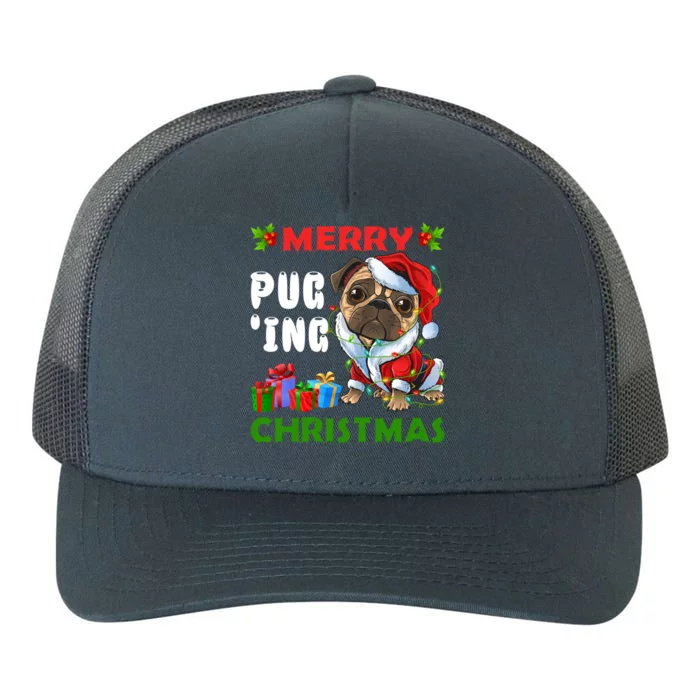 Merry PugIng Christmas Santa Pug Dog Christmas Tree Lights Great Gift Yupoong Adult 5-Panel Trucker Hat