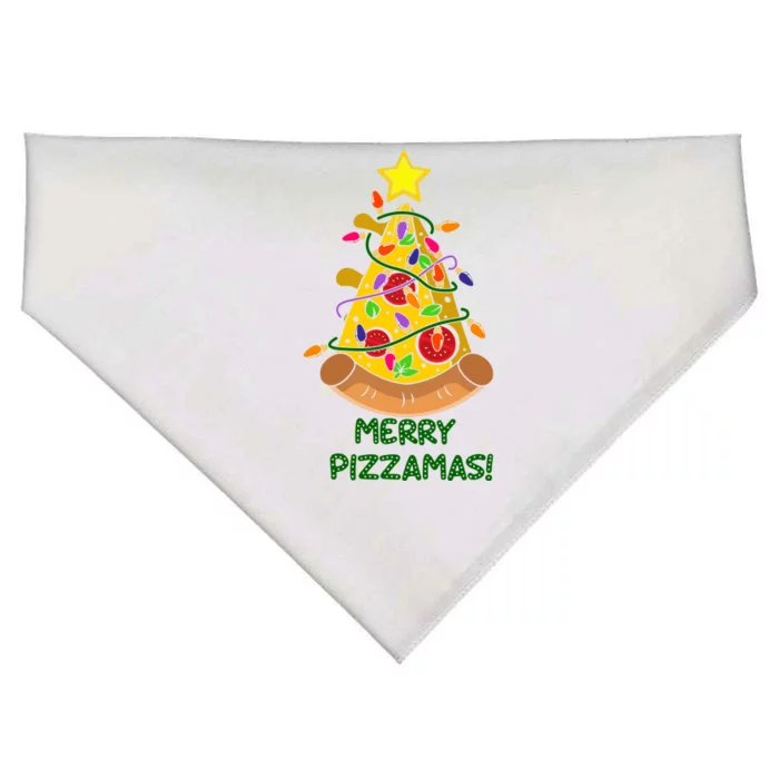 Merry Pizzamas Christmas Pizza Lover Gift USA-Made Doggie Bandana