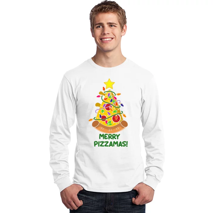 Merry Pizzamas Christmas Pizza Lover Gift Long Sleeve Shirt