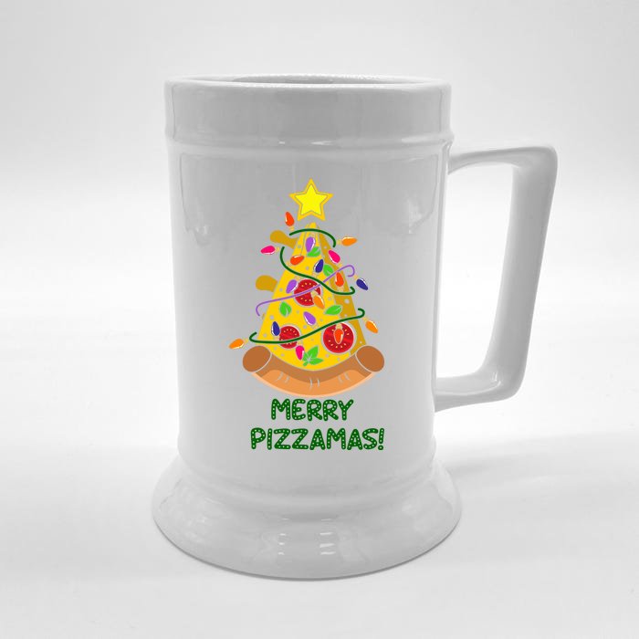 Merry Pizzamas Christmas Pizza Lover Gift Front & Back Beer Stein